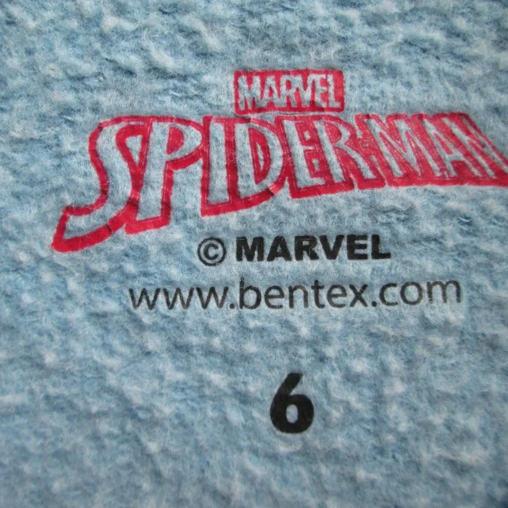 Marvel Spiderman Varsity Bomber Jacket Boys Sz 6 Graphic Print Blue White